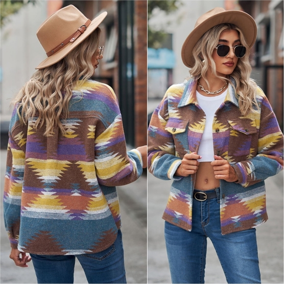 Tribal Treasures Collared Jacket - Purple - Picture 2 of 5